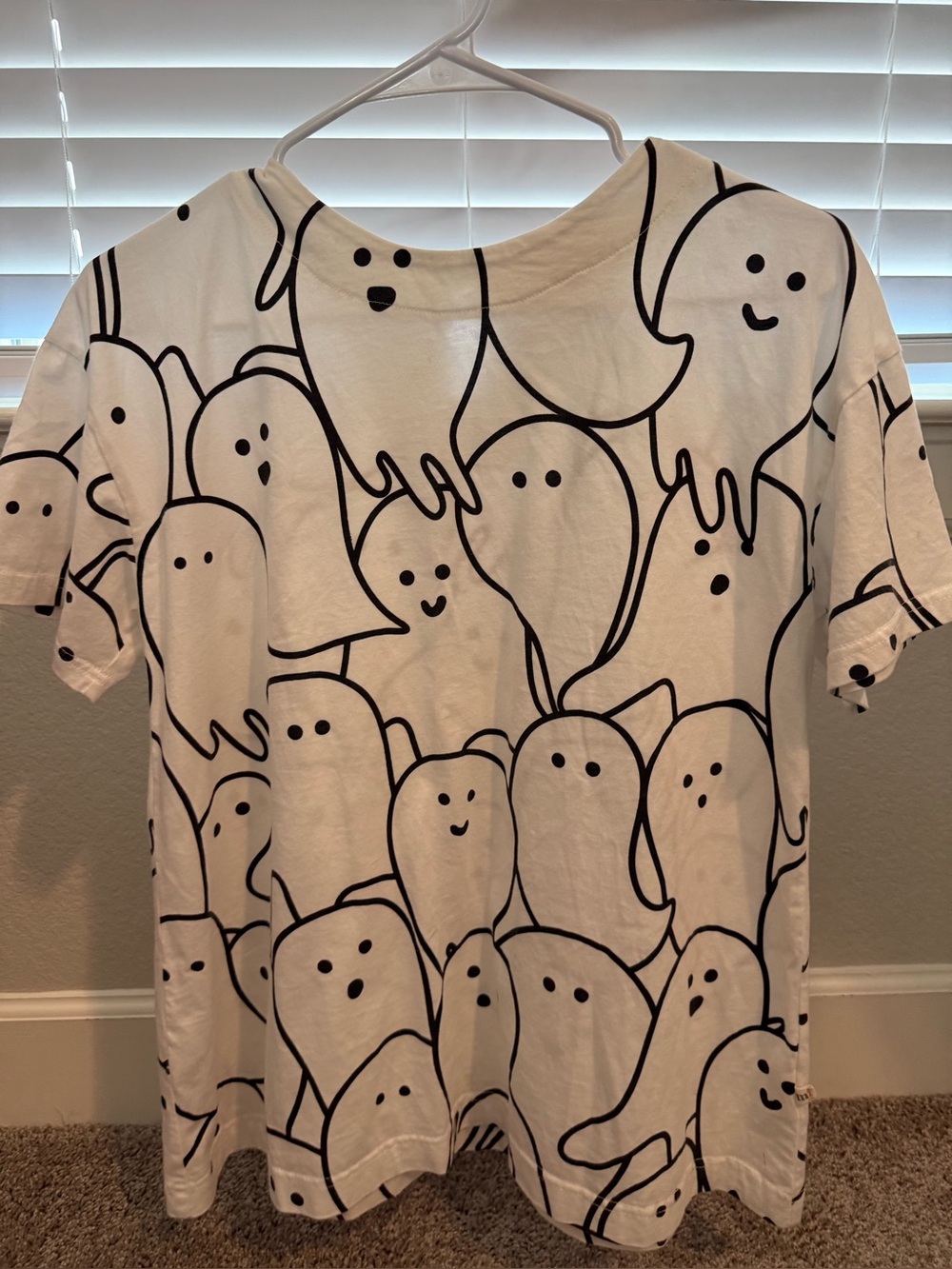 Minimalist Folk Co Oversized White Tee with Ghosts